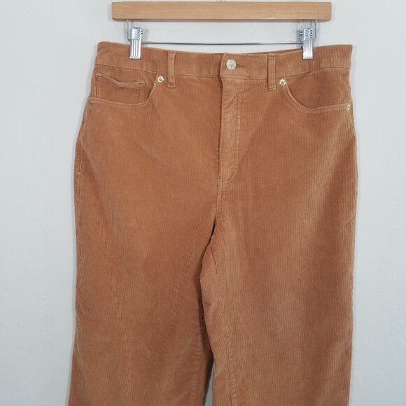 Express Corduroy High Rise Cropped Wide Leg Stretch Pants Size 12 - Picture 2 of 8